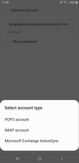Select Microsoft Exchange ActiveSync