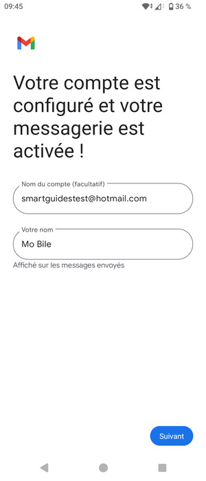 Donnez un nom à votre compte et saisissez votre nom. Sélectionnez Suivant