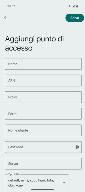 Inserisci informazioni MMS