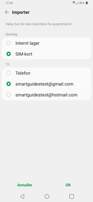 Vælg din Google konto og vælg OK