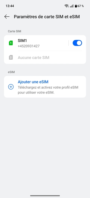 Sélectionnez Ajouter une e-SIM