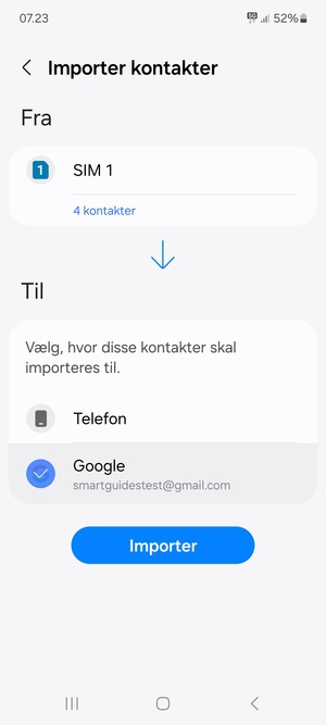 Vælg Importer