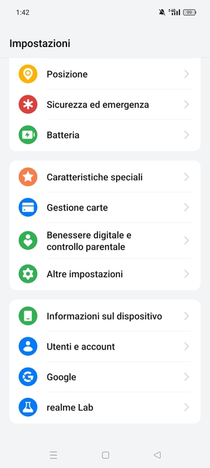 Scorri e seleziona Informazioni sul dispositivo