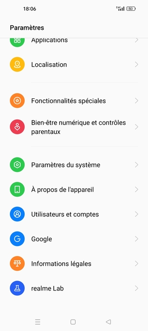Faites défiler et sélectionnez À propos de l'appareil