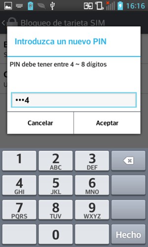 Introduzca su Nuevo PIN de SIM y seleccione Aceptar