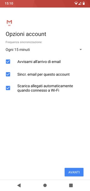 Seleziona AVANTI