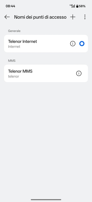 Seleziona il tasto Menu