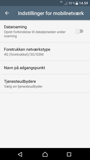 For at skifte netværk, hvis der opstår netværksproblemer, vælg Tjenesteudbydere