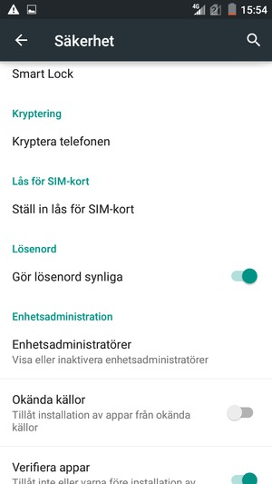 Välj Ställ in lås för SIM-kort
