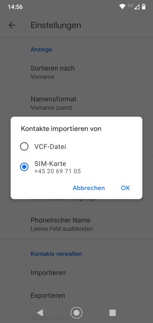 Wählen Sie SIM-Karte und wählen Sie OK