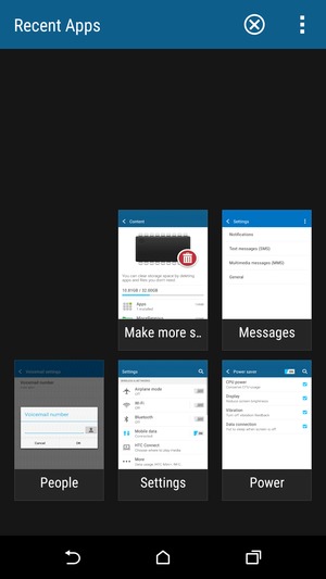 Select the X icon to close all running apps
