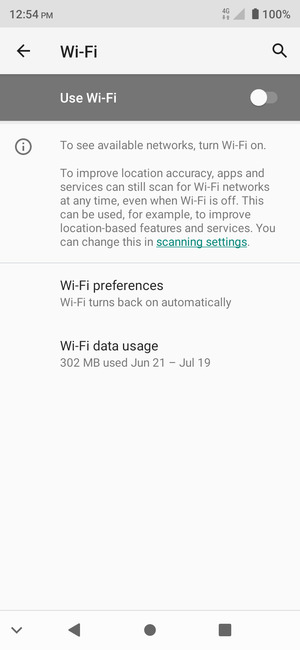 Turn Use Wi-Fi on