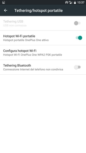 Il telefono è ora pronto per essere usato come modem