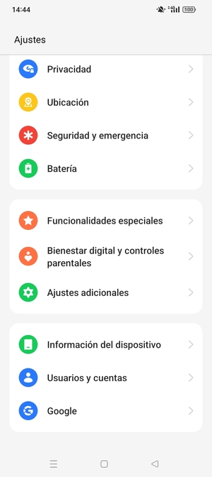 Desplácese y seleccione Información del dispositivo