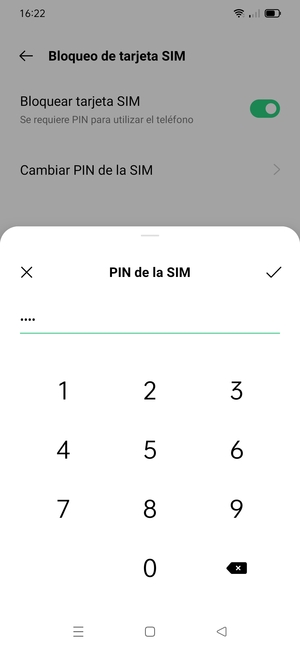 Confirme su nuevo PIN de tarjeta SIM y seleccione Aceptar