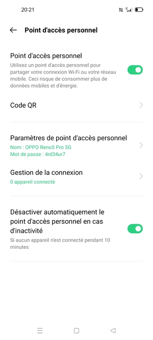 Votre téléphone est maintenant configuré pour être utilisé comme modem