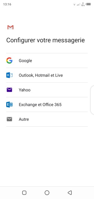 Sélectionnez Outlook, Hotmail et Live