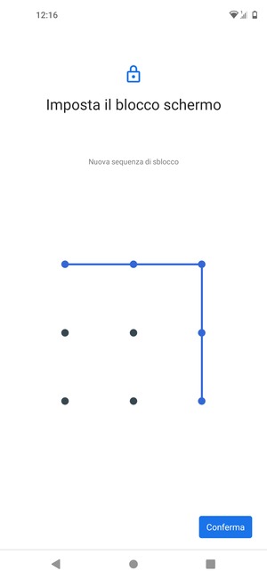 Disegna nuovamente la sequenza di sblocco e seleziona Conferma