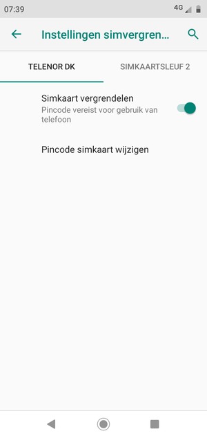 Selecteer Public en Pincode simkaart wijzigen
