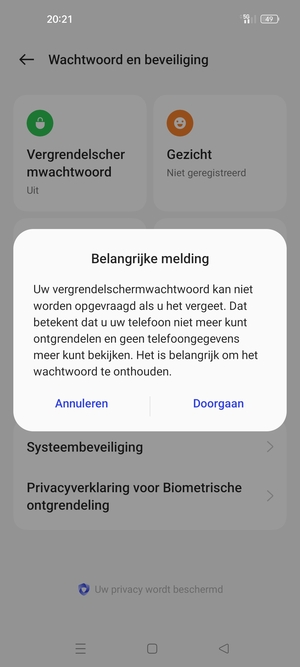 Selecteer Doorgan