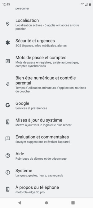 Faites défiler et sélectionnez Système