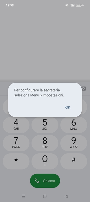 Se la segreteria telefonica non è configurata, seleziona OK