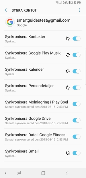Din information kommer att synkroniseras