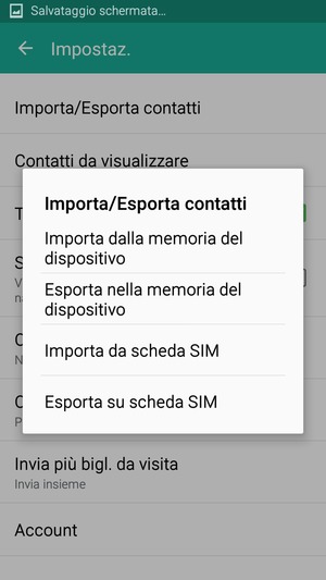 Seleziona Importa da scheda SIM