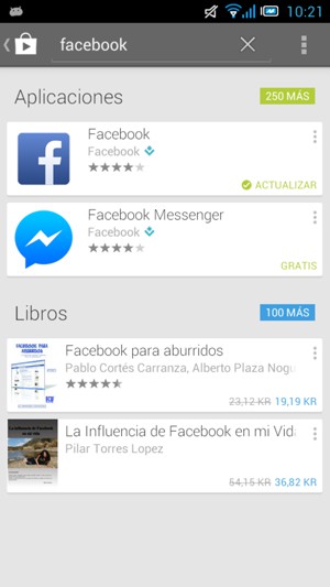 Seleccione la aplicación