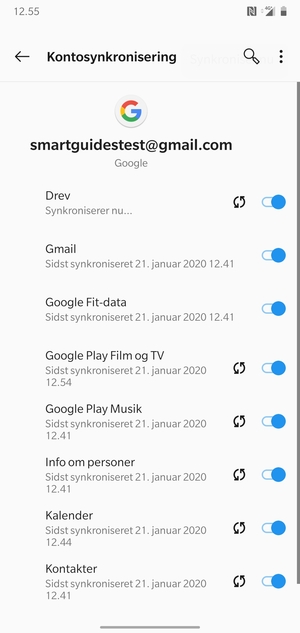 Dine oplysninger vil blive synkroniseret