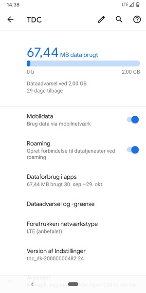 Slå Roaming til eller fra