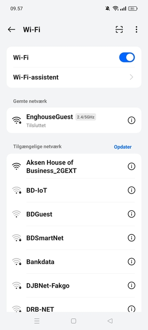 Du er nu tilsluttet Wi-Fi netværket