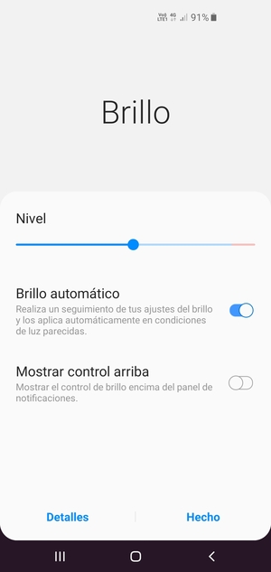 Active Brillo automático y seleccione Hecho