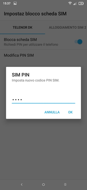 Inserisci Nuovo codice PIN SIM e seleziona OK
