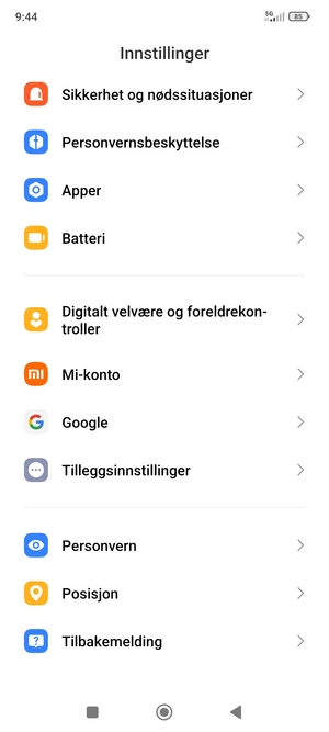 Bla til og vel Tilleggsinnstillinger