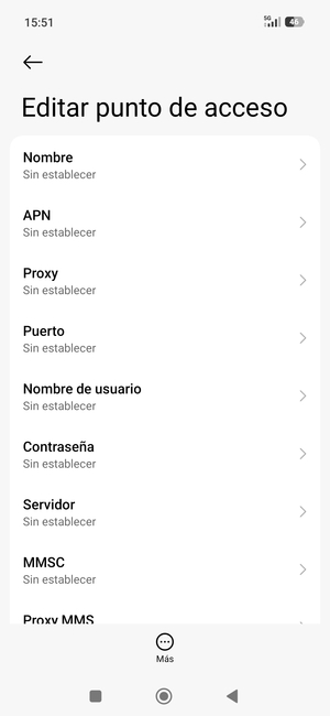 Introduzca la información de MMS