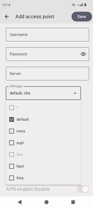 Make sure default is selected
