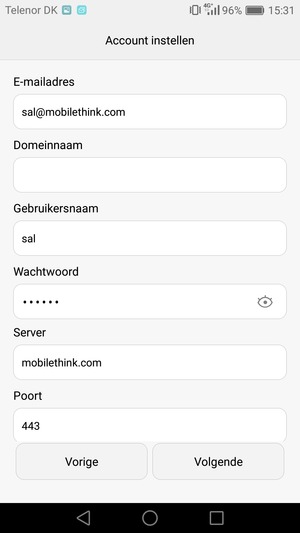 Voer Exchange-serveradres in en selecteer Volgende