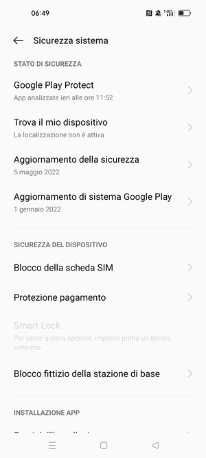 Seleziona  Blocco della scheda SIM