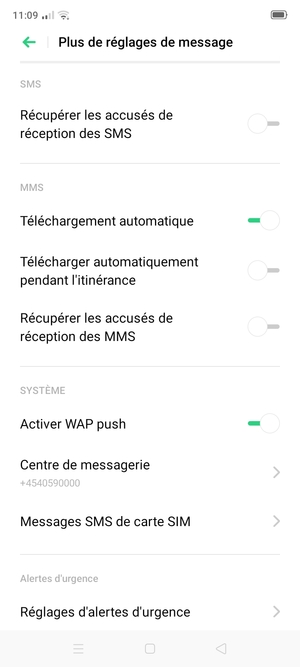 Sélectionnez Centre de messagerie
