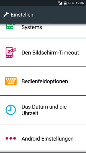 Scrollen Sie und wählen Sie Android-Einstellungen