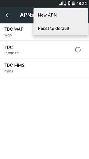 If your screen looks like this, select the Menu button  and select New APN