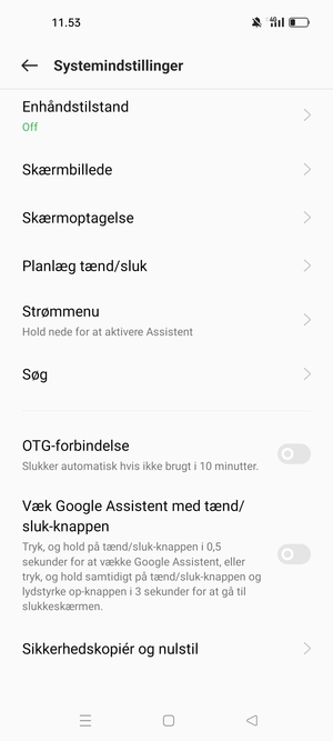Scroll til og vælg Sikkerhedskopiér og nulstil