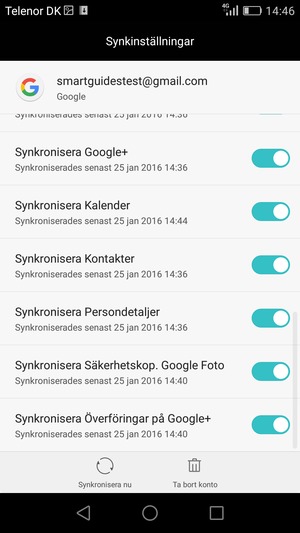 Välj Synkronisera nu