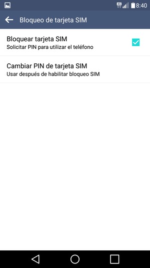 Seleccione Cambiar PIN de tarjeta SIM
