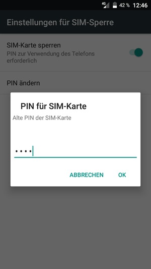 Geben Sie Ihre Alte PIN der SIM-Karte ein und wählen Sie OK
