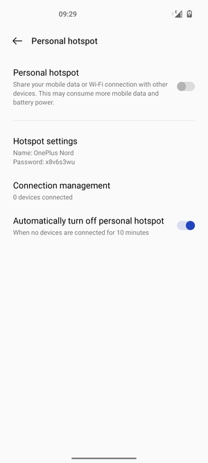 Select Hotspot settings