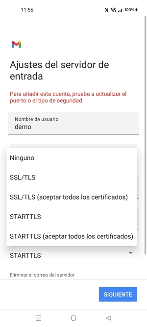 Seleccione Ninguno y SIGUIENTE