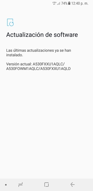 Si su teléfono está actualizado, verá la siguiente pantalla