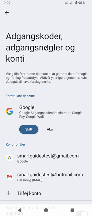 Vælg din Google konto